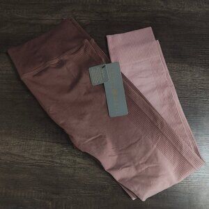 Harmony & Balance Ombre Seamless Leggings Chocolate Pink Dip Dye Size M NWT